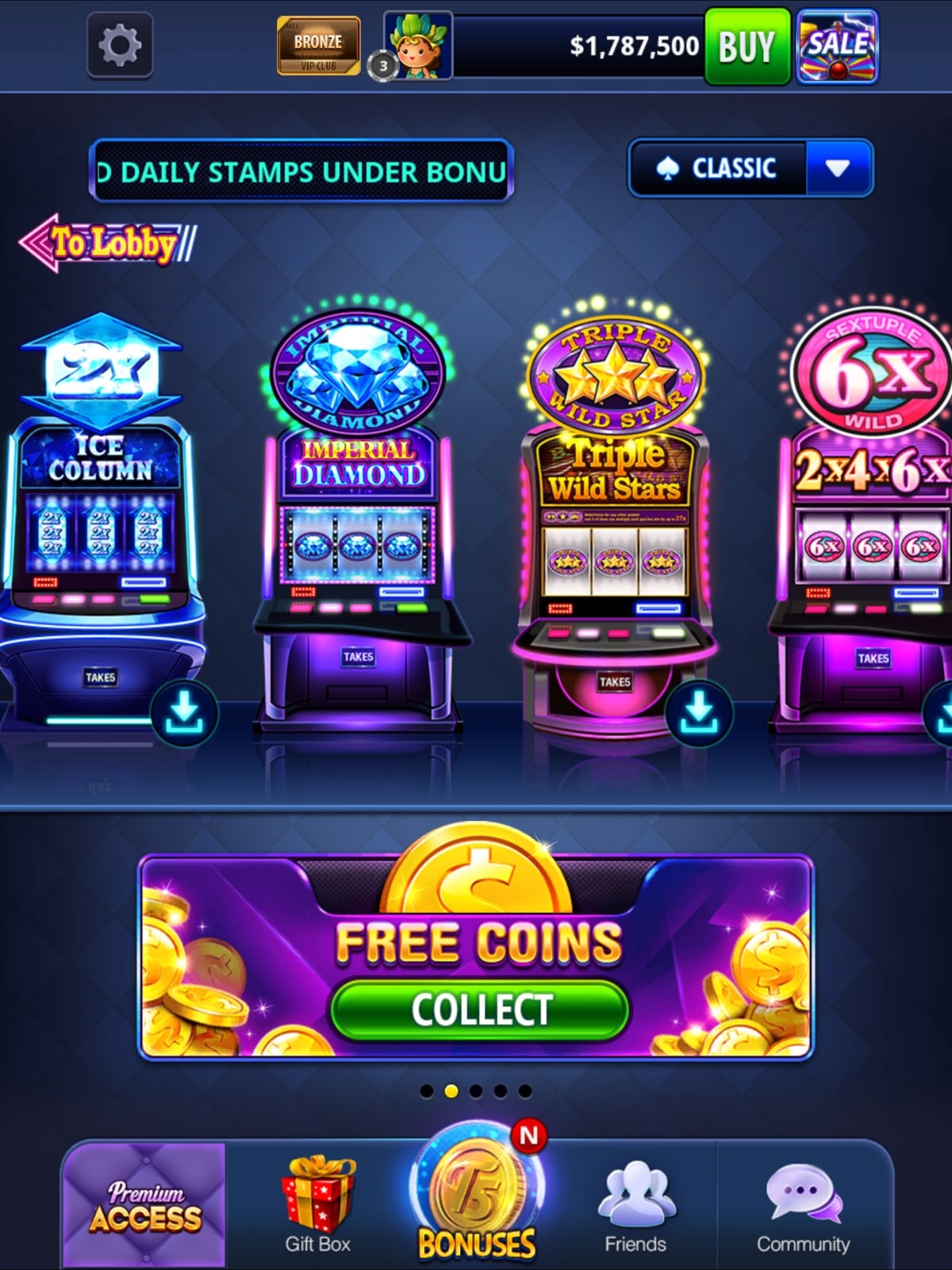 Casino coin dozer game app desktop and mobile interfaces